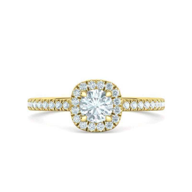 Round Brilliant GIA Certified Natural Diamond Halo Engagement Ring (3/4ctw)
