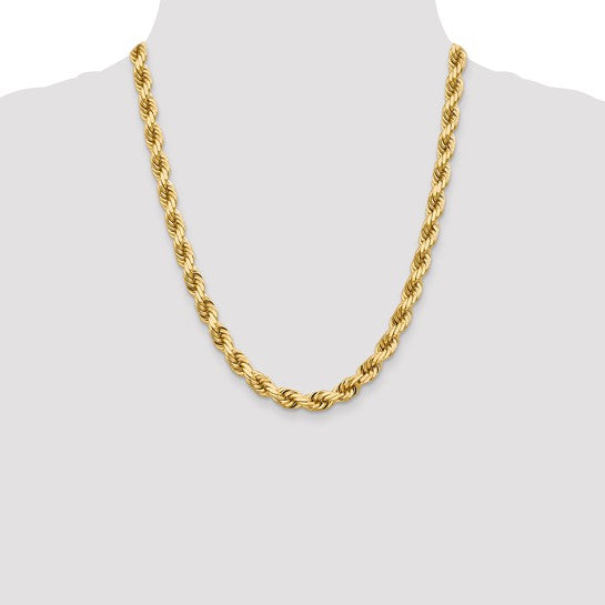 8mm Solid Diamond-Cut Rope Chain Necklace