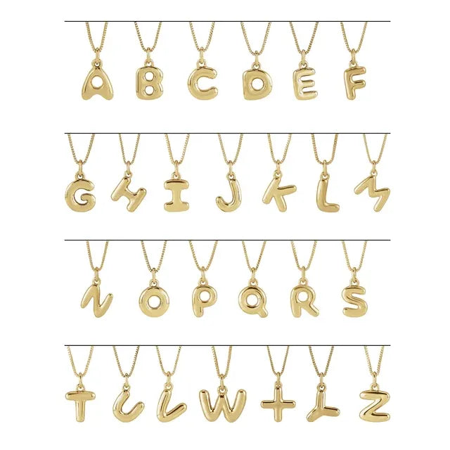 Bubble Letter Initial Necklace