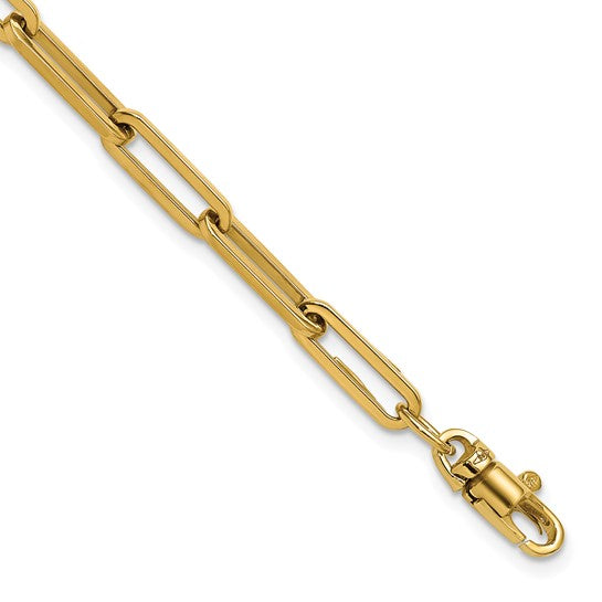 4.3mm Solid Gold Paperclip Chain Bracelet