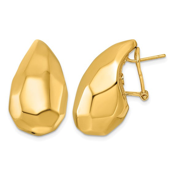 Faceted Teardrop Earrings - 14K Yellow Gold