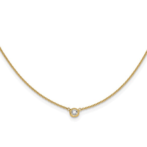 Round Brilliant Bezel Set Natural Diamond Solitaire Necklace (1/6ct)