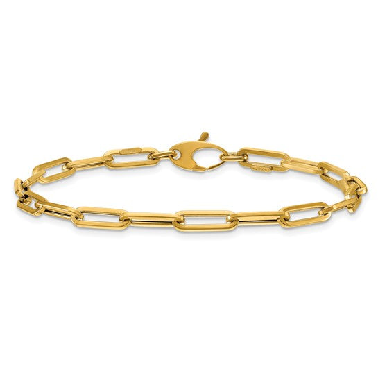 4mm Flat Paperclip Link Gold Bracelet