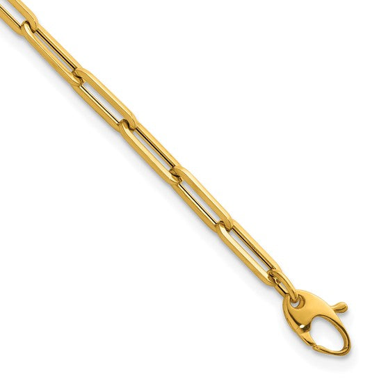 4mm Flat Paperclip Link Gold Bracelet