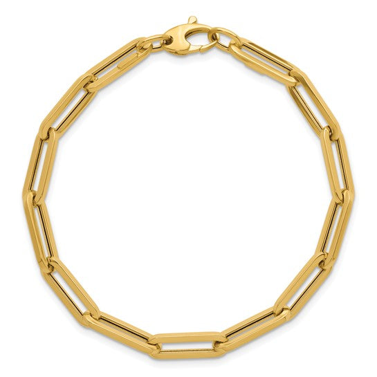 5.3mm Hollow Gold Paperclip Chain Bracelet