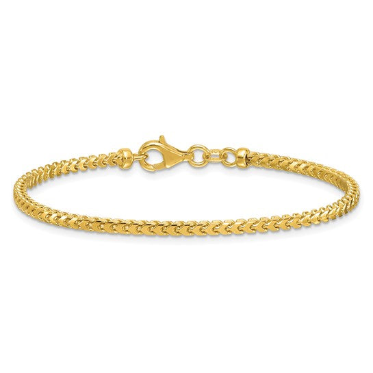 2.4mm Solid Gold Franco Chain Bracelet