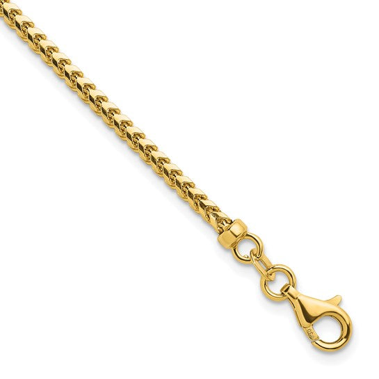 2.4mm Solid Gold Franco Chain Bracelet