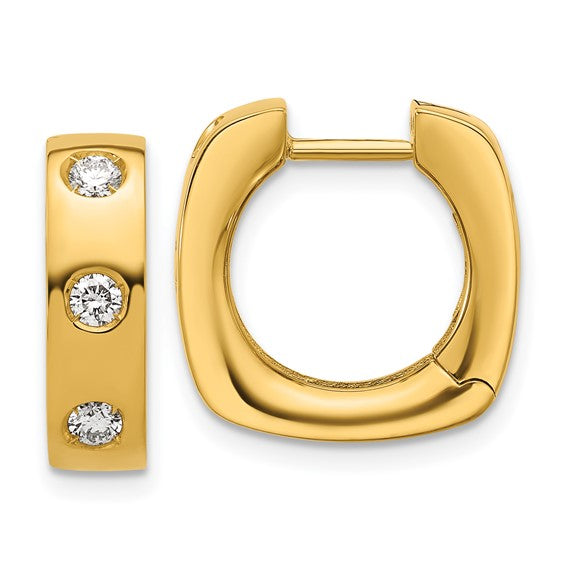 3/8ctw Flush Set Natural Diamond Huggie Earrings - Polished Finish