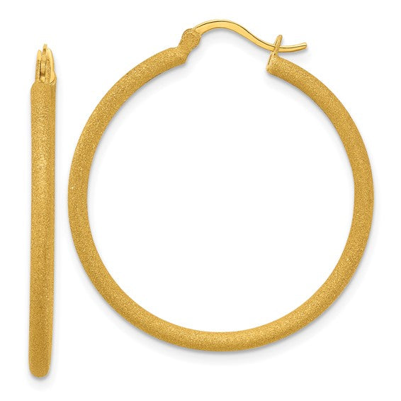 34mm Hollow Gold Hoop Earrings - Laser-Cut Finish