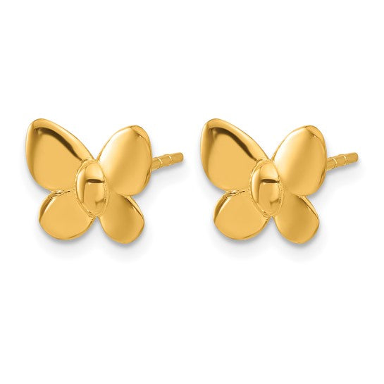 Butterfly Stud Earrings - 24K Yellow Gold