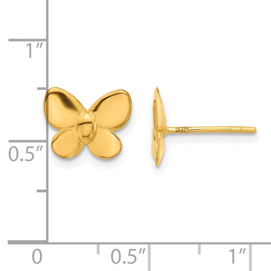 Butterfly Stud Earrings - 24K Yellow Gold