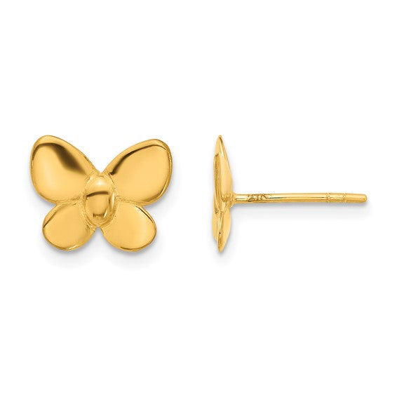 Butterfly Stud Earrings - 24K Yellow Gold
