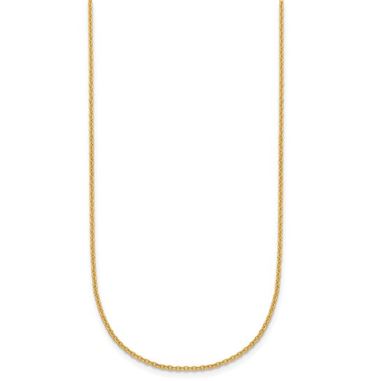 1.3mm Solid Cable Chain Necklace - 24K Yellow Gold