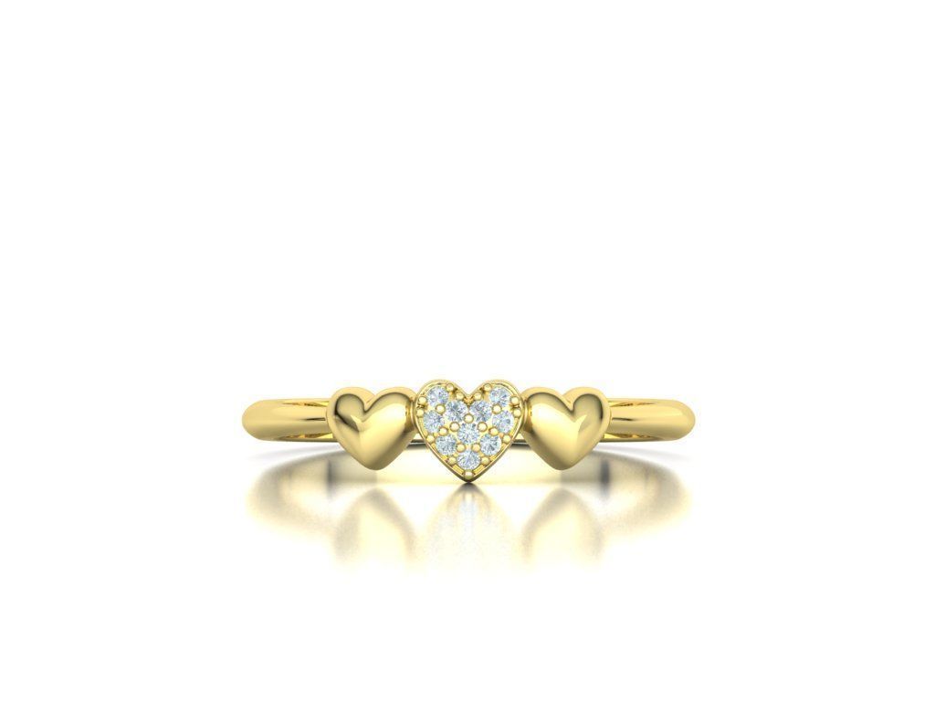 Love Hearts Natural Diamond Everyday Ring (1/10ctw)