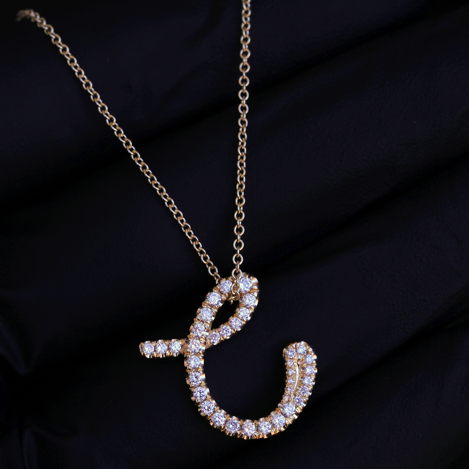 Custom Design Deposit - "C" Pavé Natural Diamond Necklace
