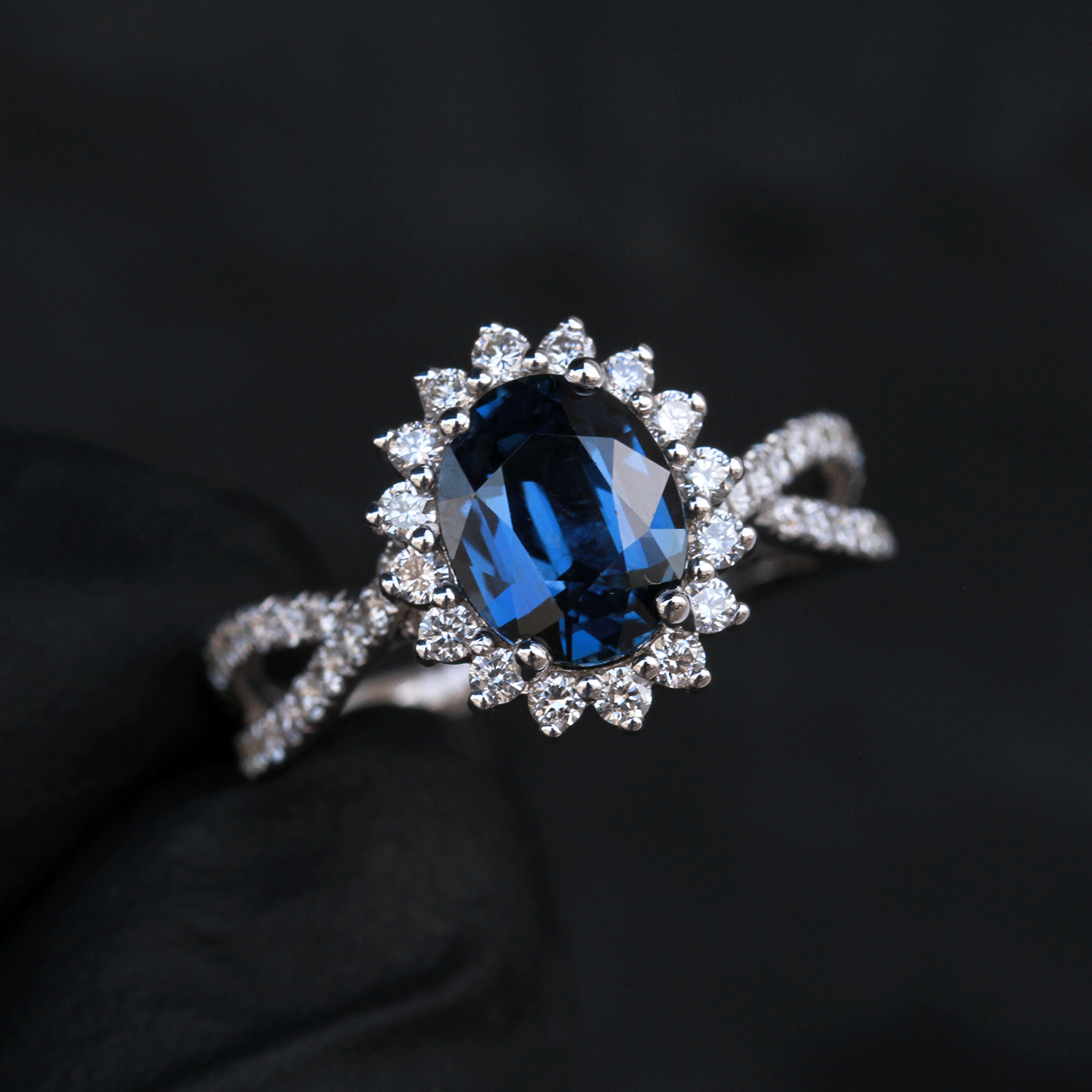 Custom Design Deposit - Blue Sapphire & Natural Diamond Engagement Ring