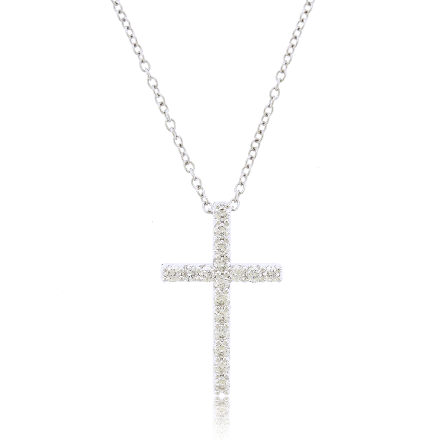Round Brilliant Natural Diamond Cross Necklace (1/4ctw)