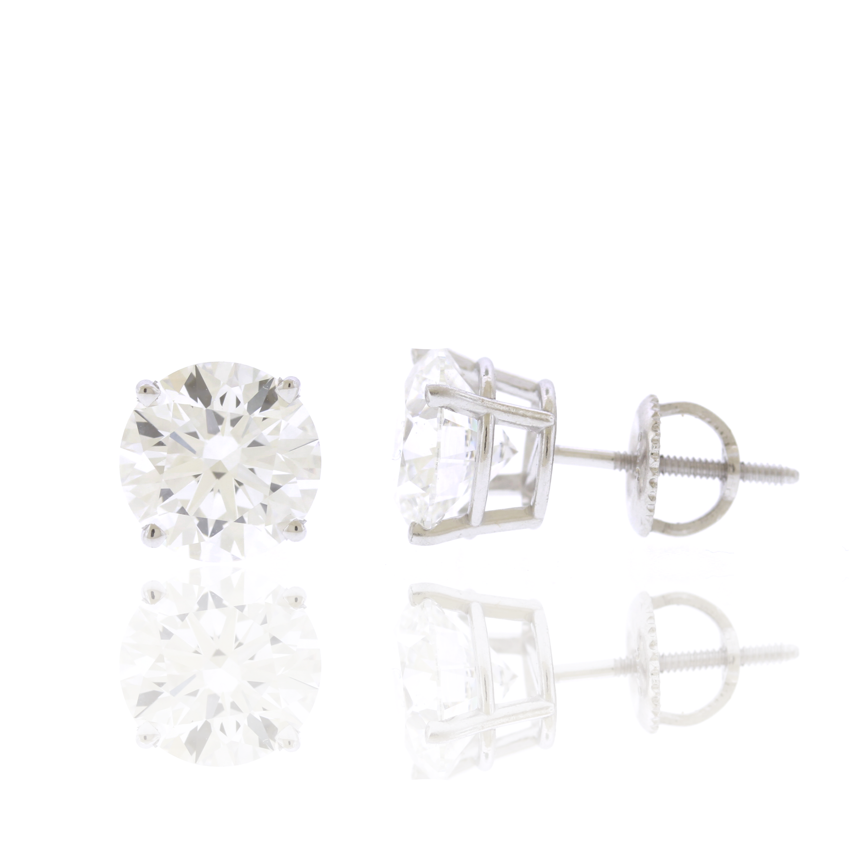 Round Brilliant Lab Grown GIA Certified Diamond Prong Set Screw Back Stud Earrings (4.50ctw)