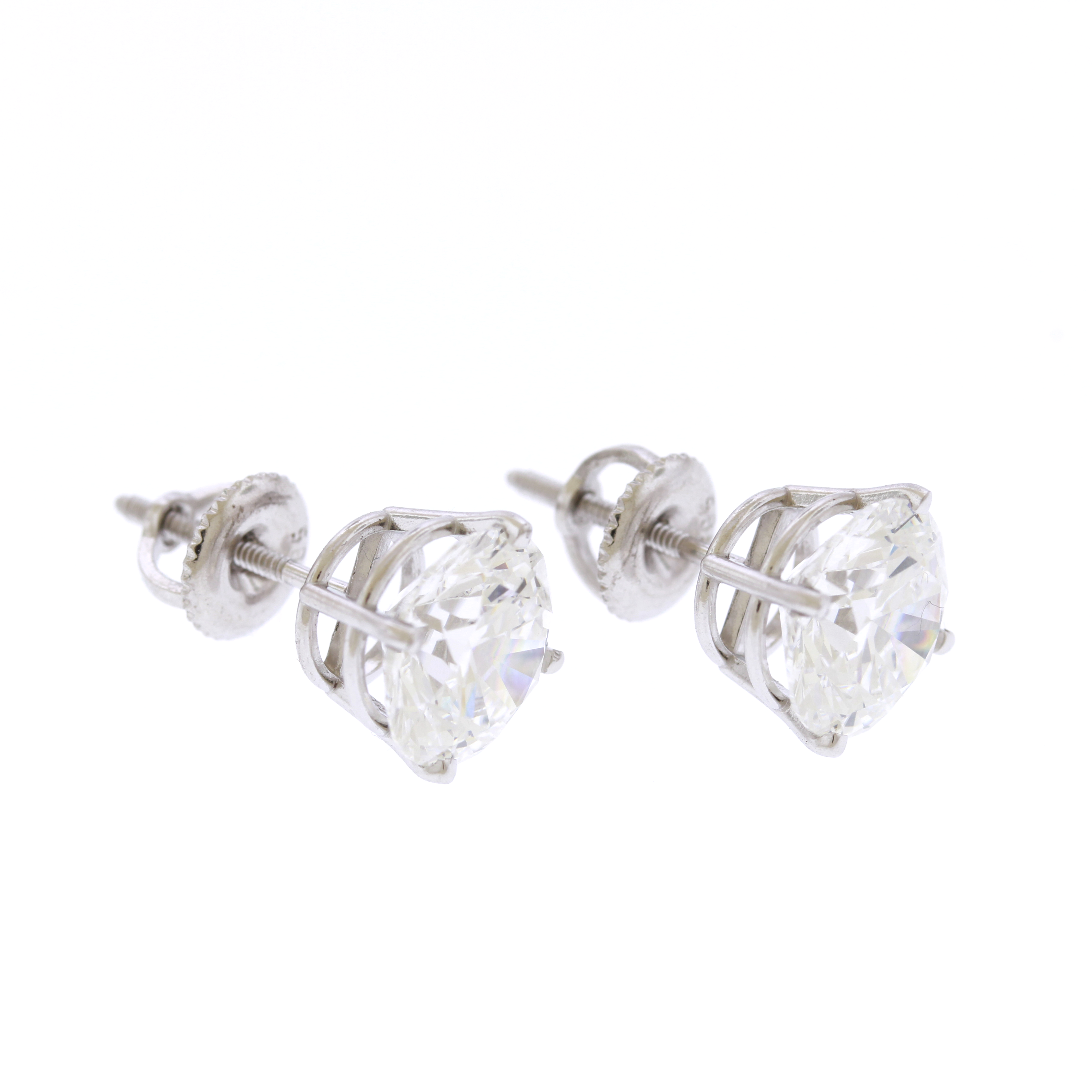 Round Brilliant Lab Grown GIA Certified Diamond Prong Set Screw Back Stud Earrings (4.50ctw)