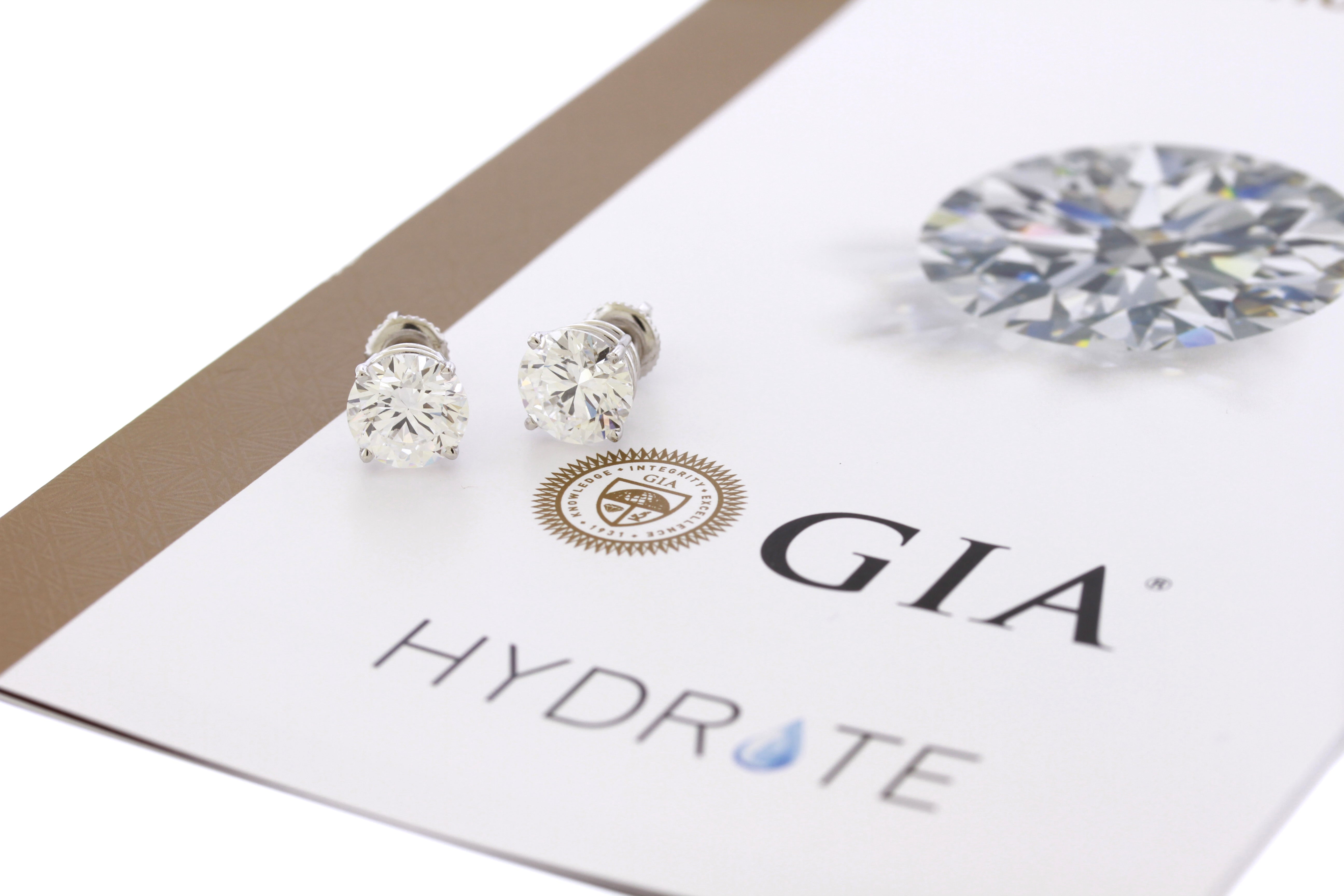 Round Brilliant Lab Grown GIA Certified Diamond Prong Set Screw Back Stud Earrings (4.50ctw)