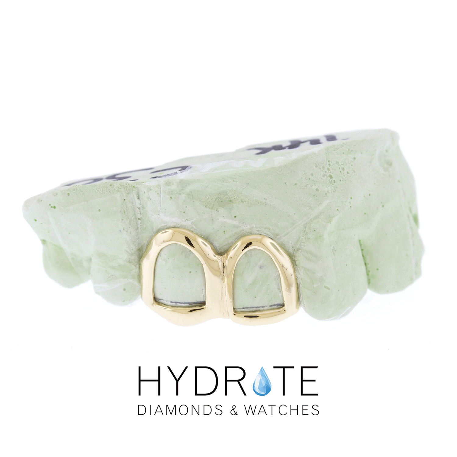 Top Two Front Teeth Grillz – Open Face Custom Gold Grillz