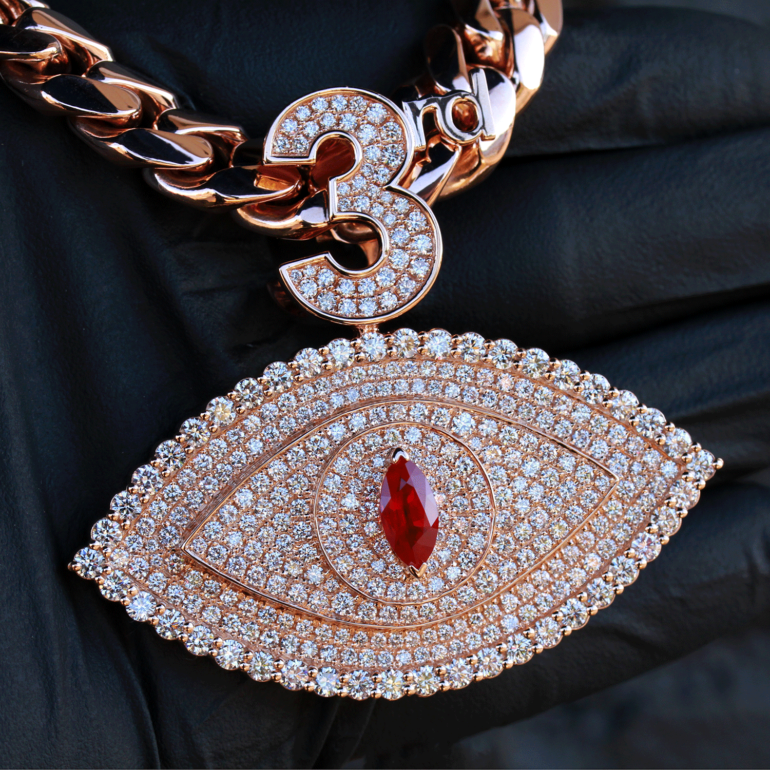 Custom Design Deposit - GIA Certified Ruby & Natural Diamond "3rd Eye" Pendant