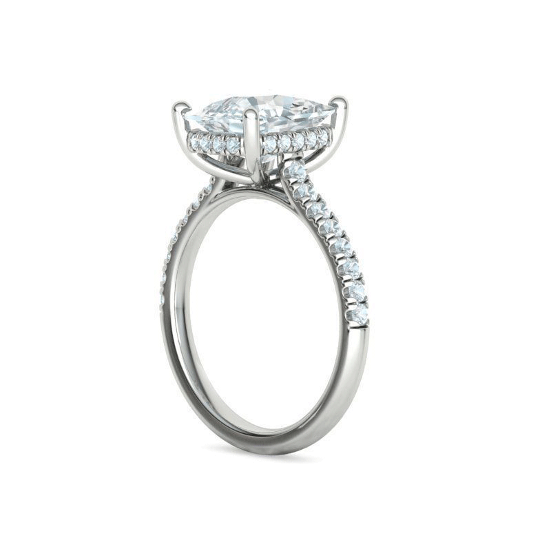 Anillo de compromiso de diamantes con halo oculto brillante ovalado (1,45 quilates)