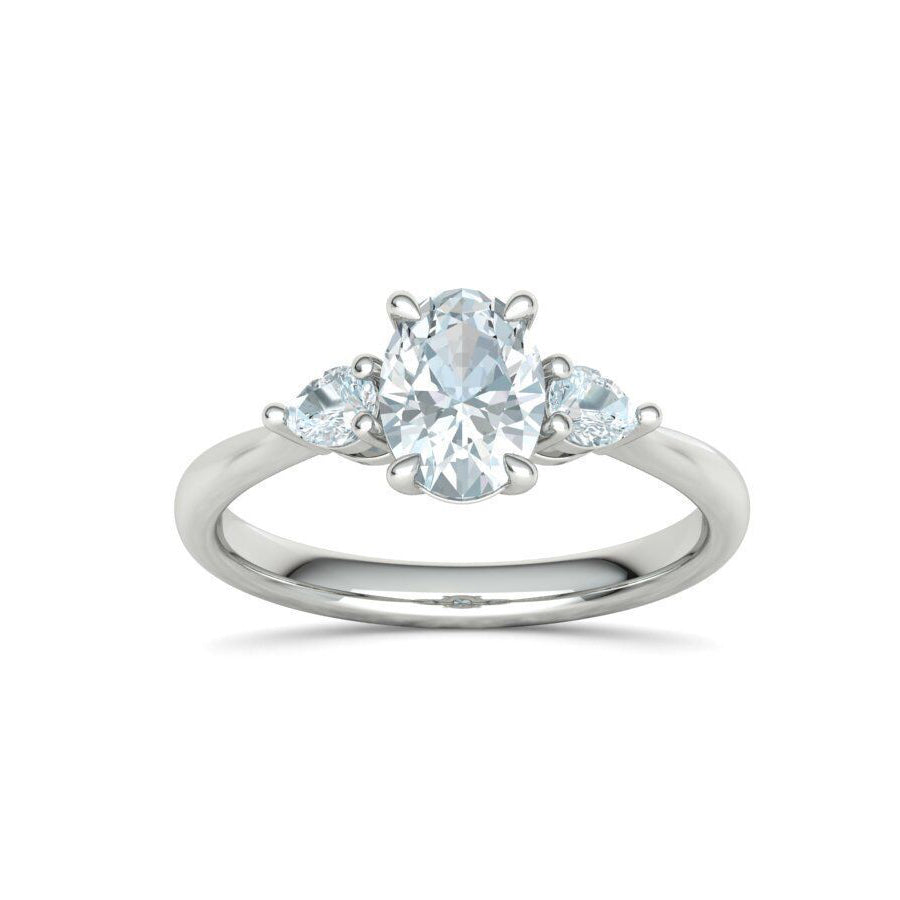 Oval & Pear Three-Stone Natural Diamond Engagement Ring Mounting (1/4ctw)