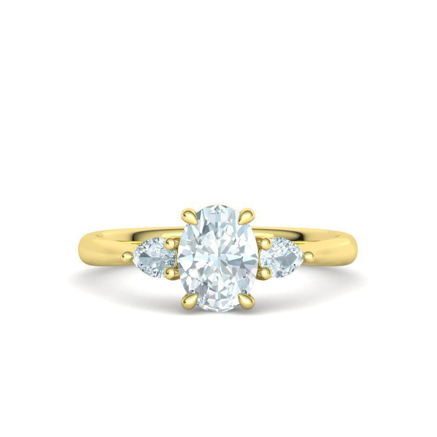 Oval & Pear Three-Stone Natural Diamond Engagement Ring Mounting (1/4ctw)