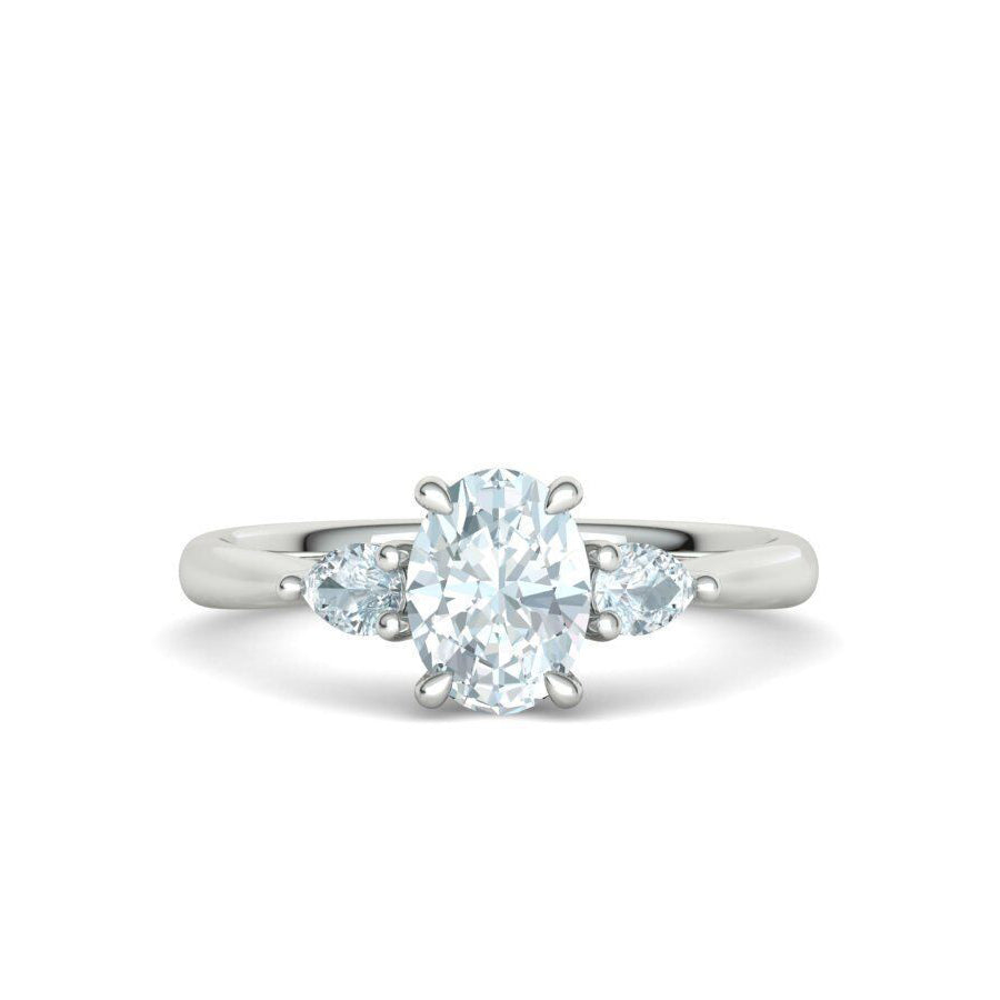 Oval & Pear Three-Stone Natural Diamond Engagement Ring Mounting (1/4ctw)