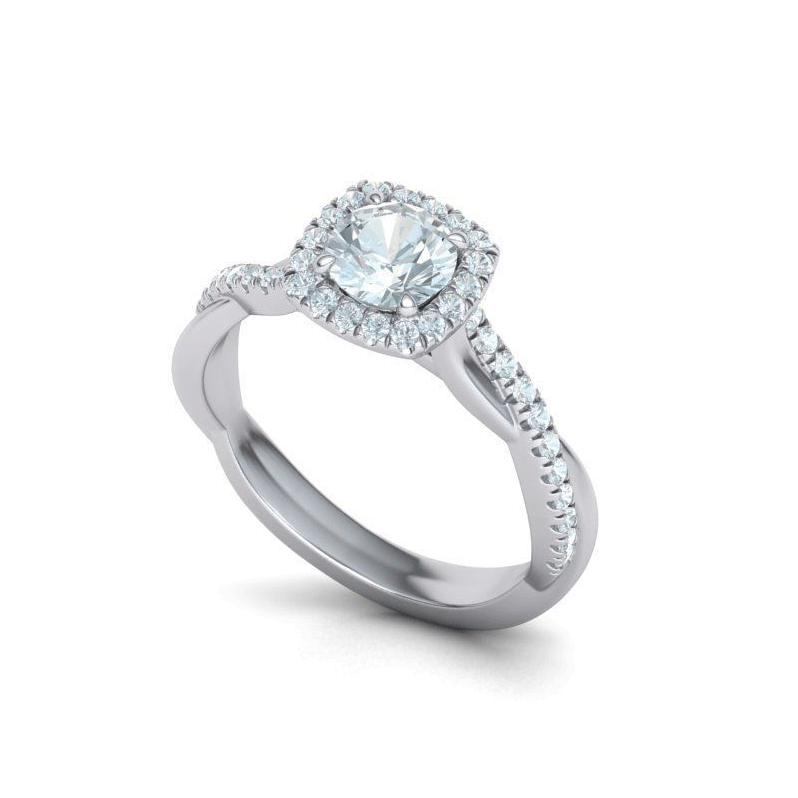 Round Brilliant Diamond Halo Engagement Ring (7/8ctw)