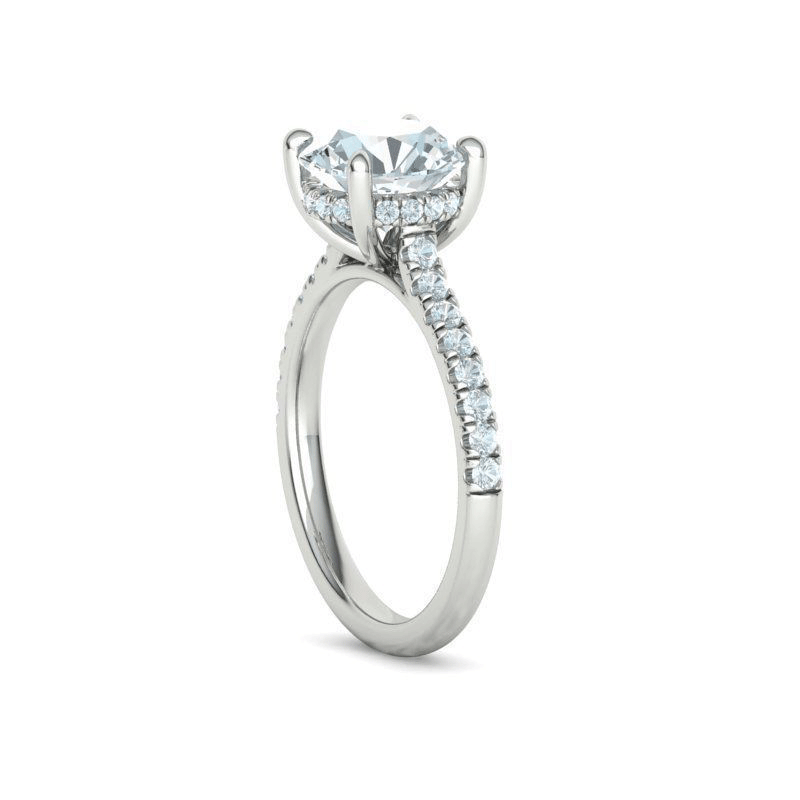 Round Brilliant Hidden Halo Natural Diamond Engagement Ring Mounting (1/5ctw)