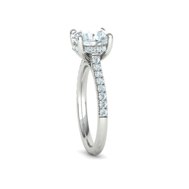 Anillo de compromiso de diamantes con halo oculto brillante redondo (1,34 quilates)