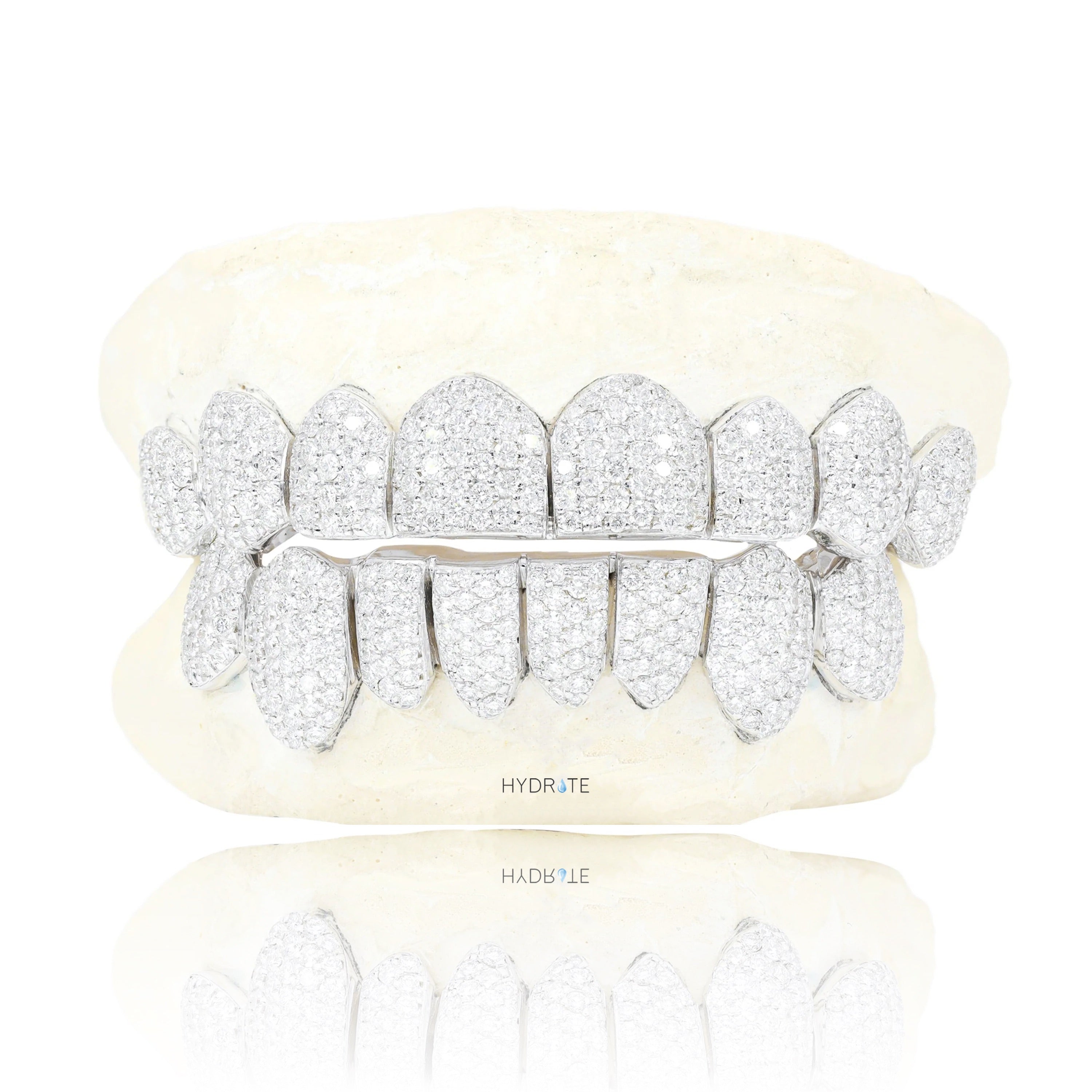 Natural Diamond Pavè Set Gold Grillz – Custom Made-to-Order