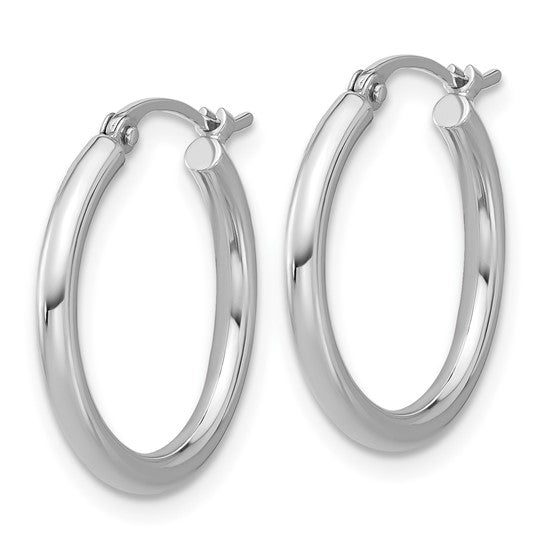 18mm Round Hoop Earrings - Platinum