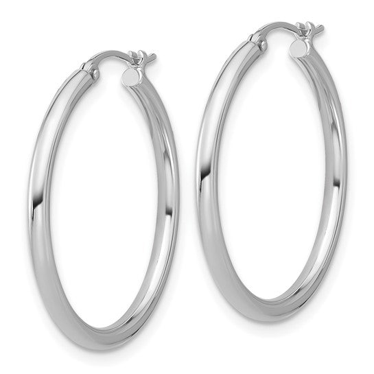 25mm Round Hoop Earrings - Platinum