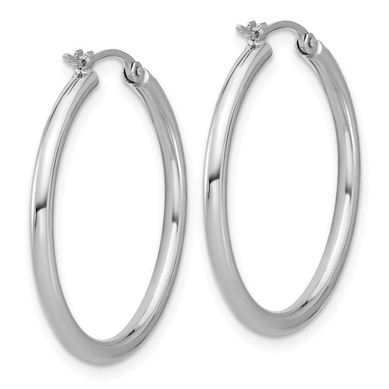 25mm Round Hoop Earrings - Platinum