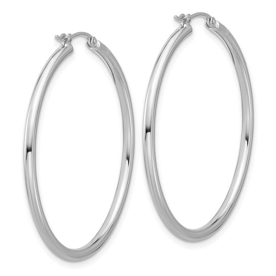 35mm Round Hoop Earrings - Platinum