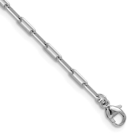 2.3mm Knife-Edge Paperclip Solid Link Chain Necklace - Platinum