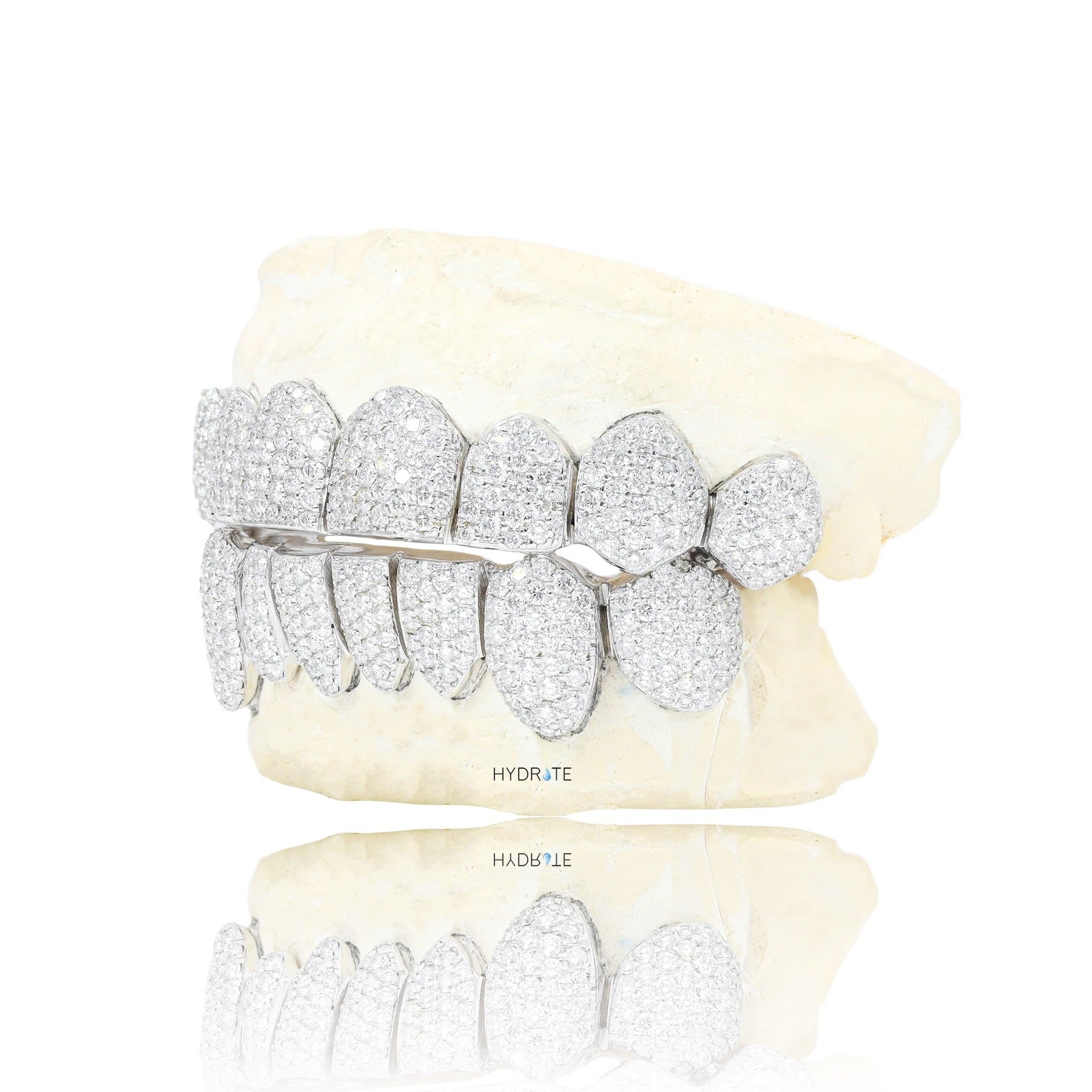Natural Diamond Pavè Set Gold Grillz – Custom Made-to-Order