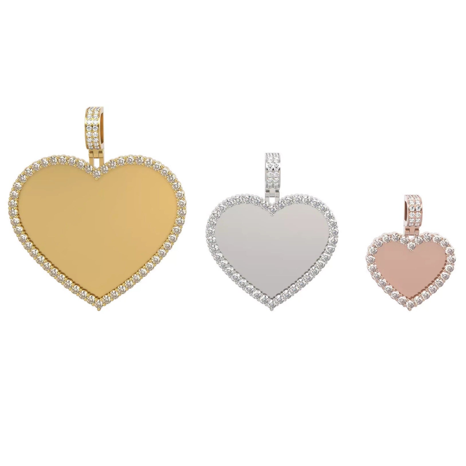 Heart Memorial Diamond Picture Pendant - Medium