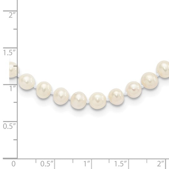 5-6mm White Freshwater Cultured Pearl Necklace - Rhodium-Plated Sterling Silver