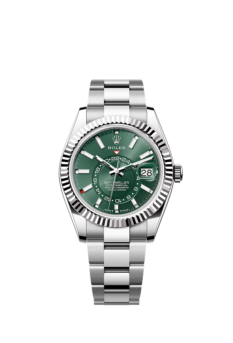 Rolex Skydweller 336934, Stainless Steel, Green Index Dial, Oyster Bracelet 42mm