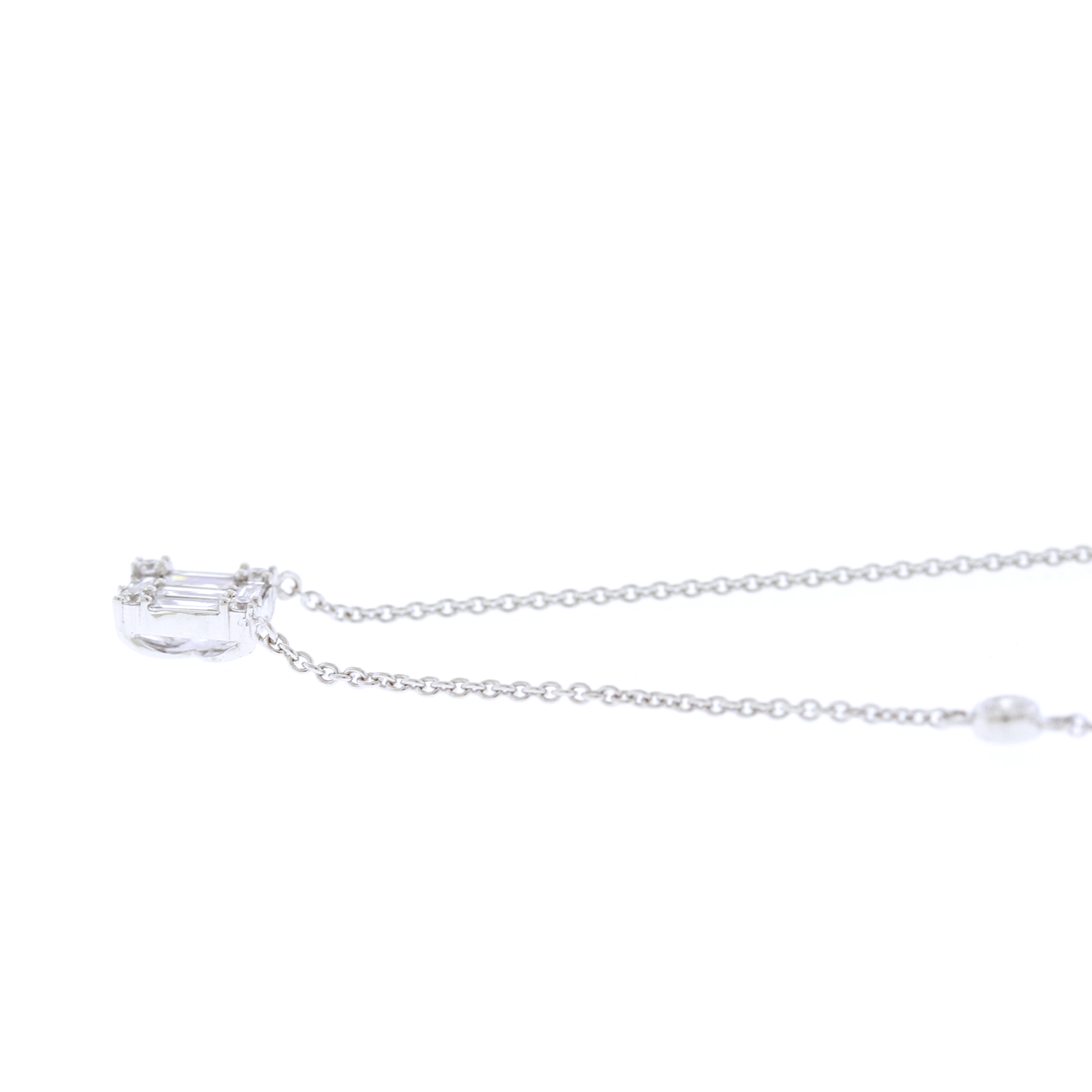 Round & Baguette Diamond Necklace (1/3ctw)