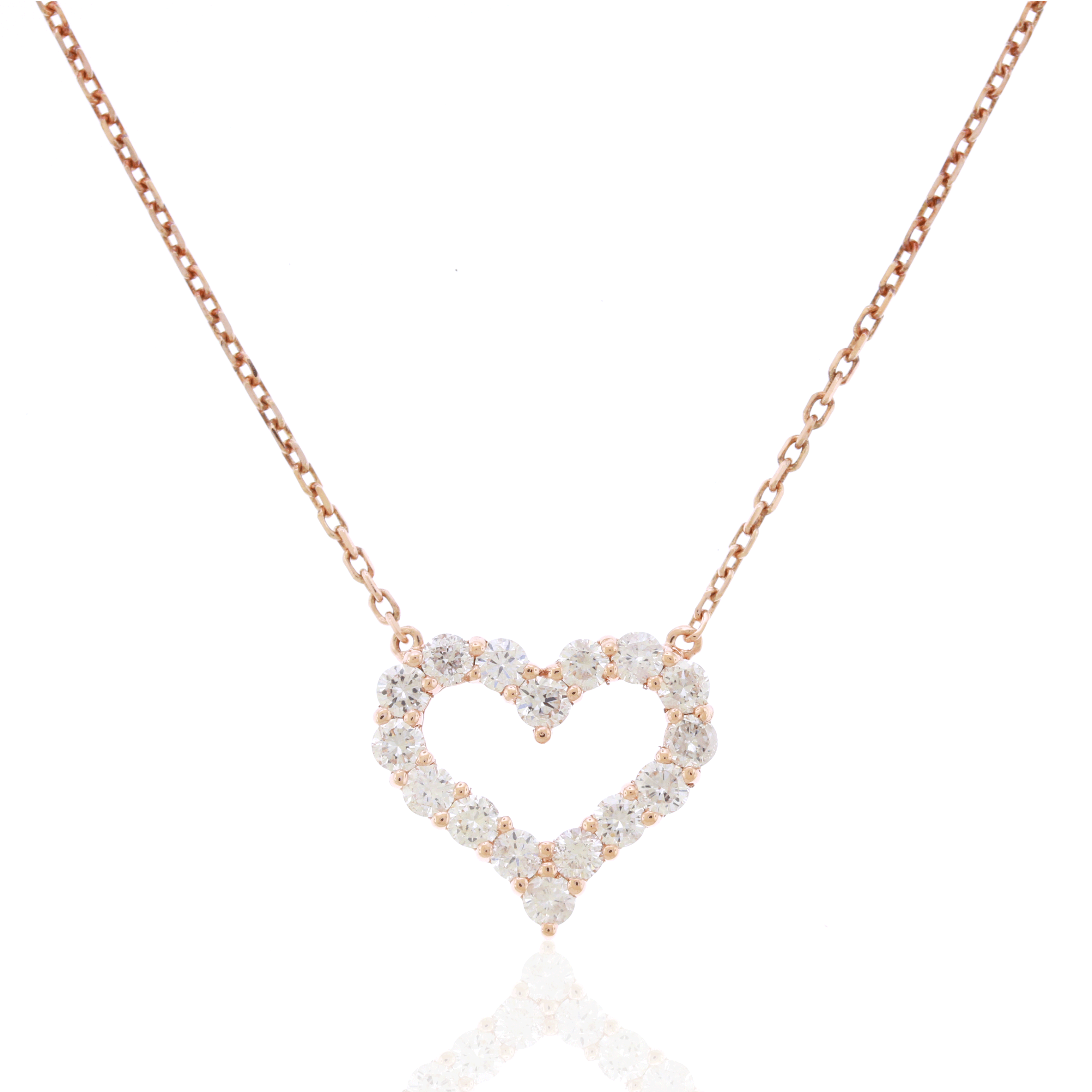 Natural Diamond Heart Necklace -14K Rose Gold (7/8ctw)