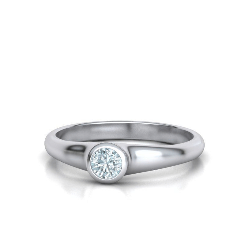 Anillo de compromiso con solitario de diamantes naturales en engarce de bisel (1/4 ct)