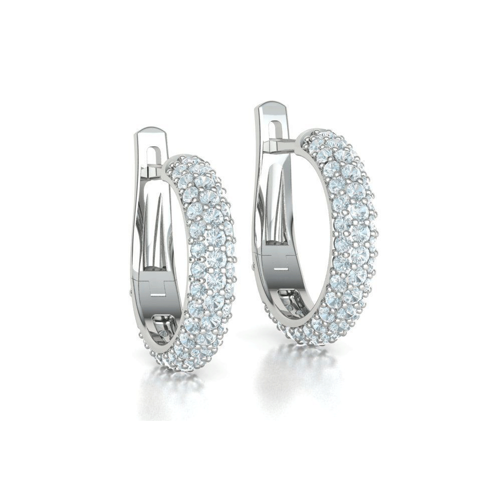Round Pavé Diamond Hoop Earrings (7/8ctw)