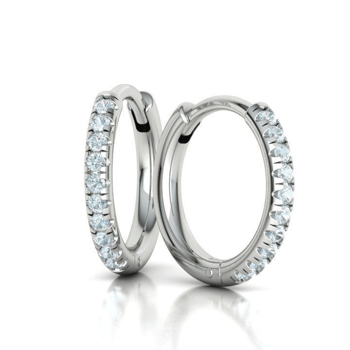 French Pavé Diamond Hoop Earrings (1/8ctw)