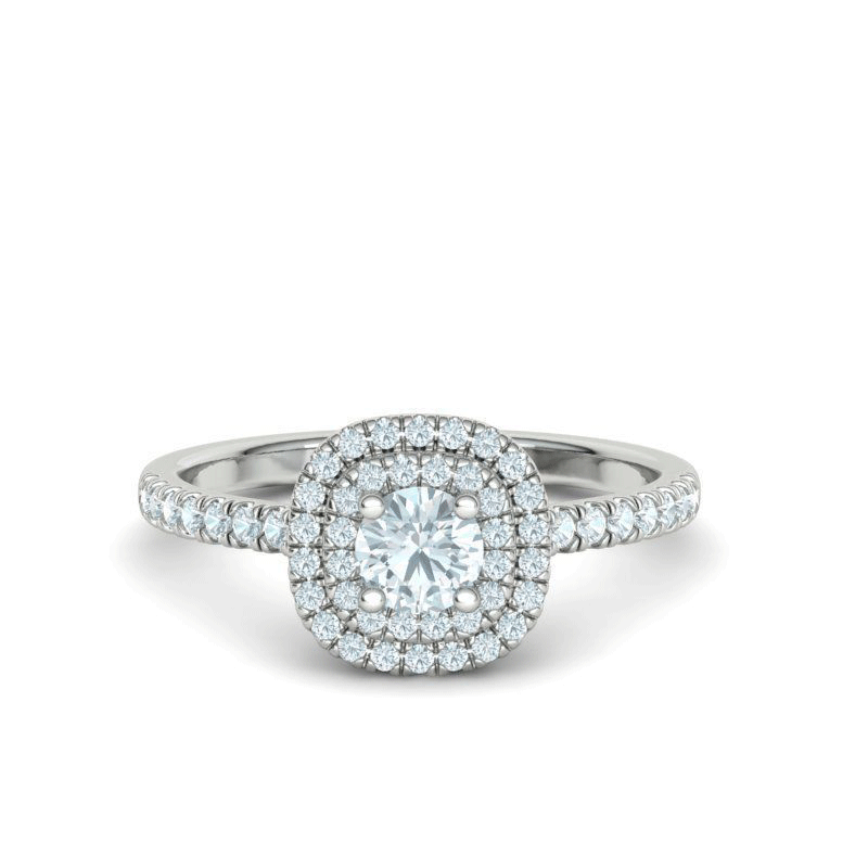 Round Brilliant Double Halo Diamond Engagement Ring (3/4ctw)