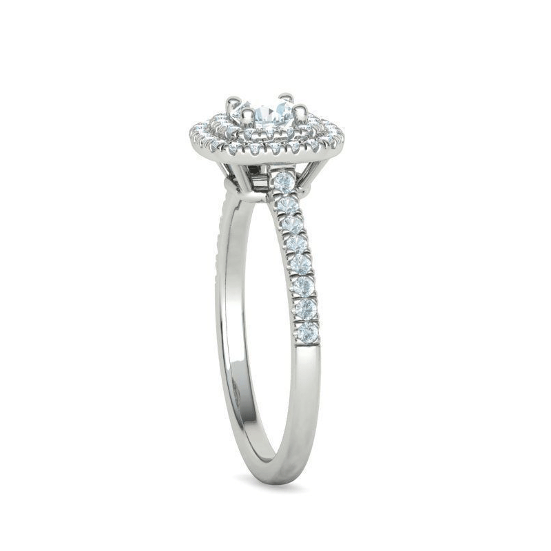 Round Brilliant Double Halo Diamond Engagement Ring (3/4ctw)